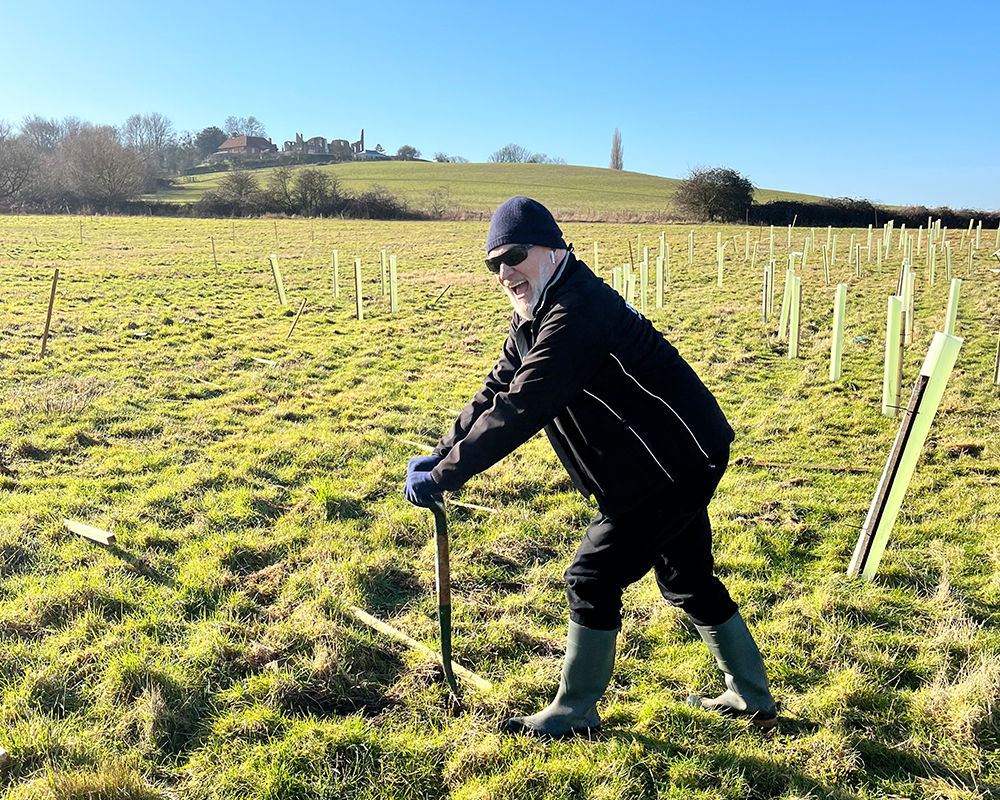 Andrew from Epson tree planting at Forest of Marston Vale