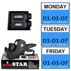 DAY DOT Label Gun - 9 PRESETS MONDAY-SUNDAY USE BY - BEST BEFORE 8 DIGITS FOR DATE CODING