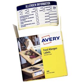 Pre-printed food allergen labels with the 14 main allergens listed